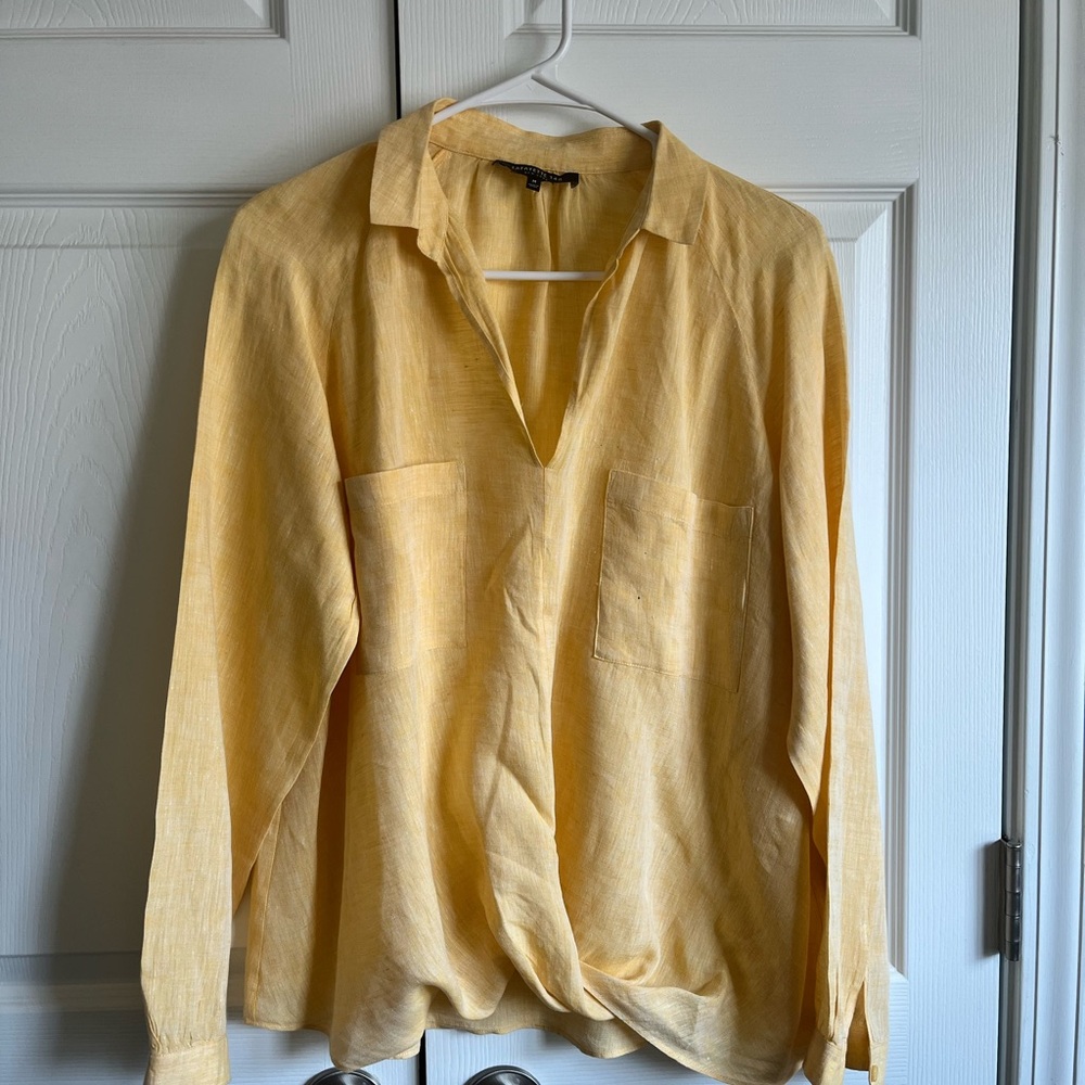 Lafayette 148 New York Yellow Casual Button Down Shirt